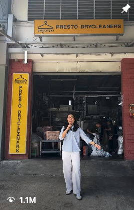 Reel filmed outside Presto Drycleaners